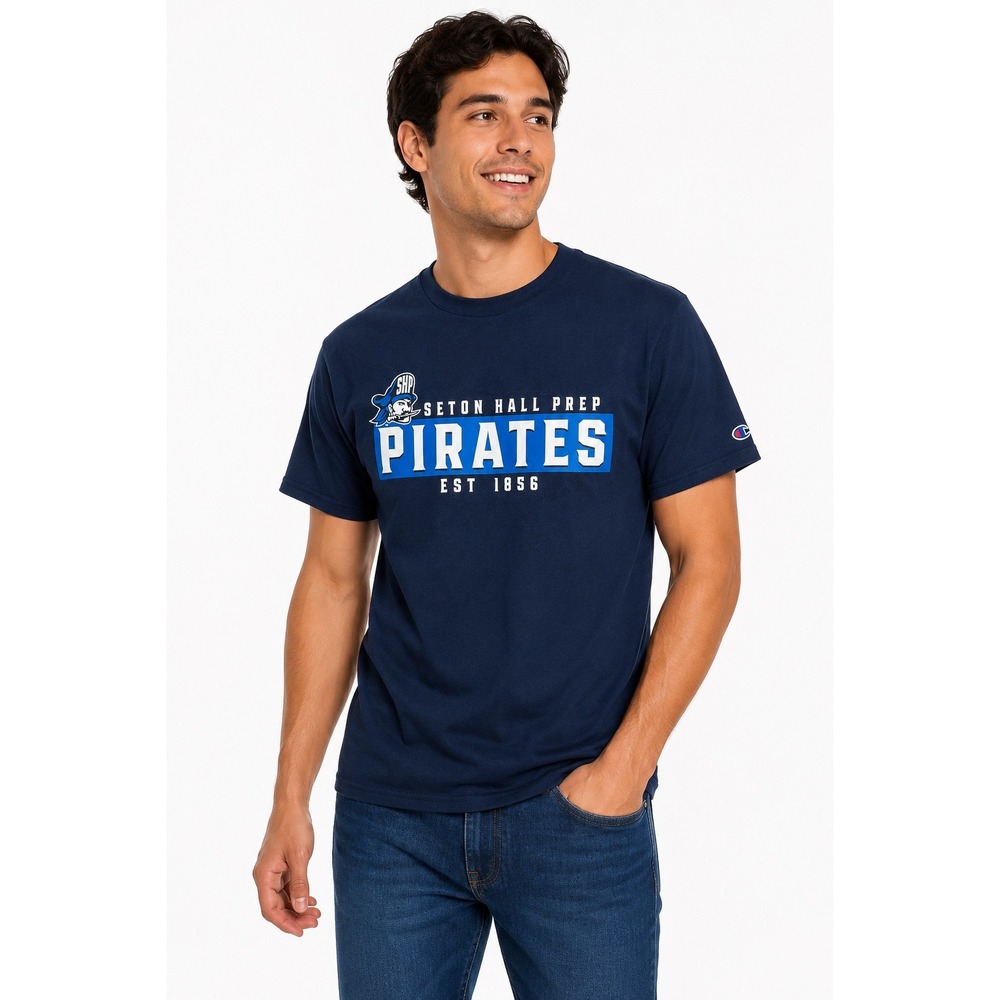 Champion Mens Seton Hall Prep Pirates Graphic T-Shirt Navy Blue Size M SHP 1856 - Picture 1 of 6